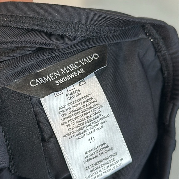 Carmen Marc Valvo One Piece Black Cutout Swimsuit Size 10 - Picture 10 of 13